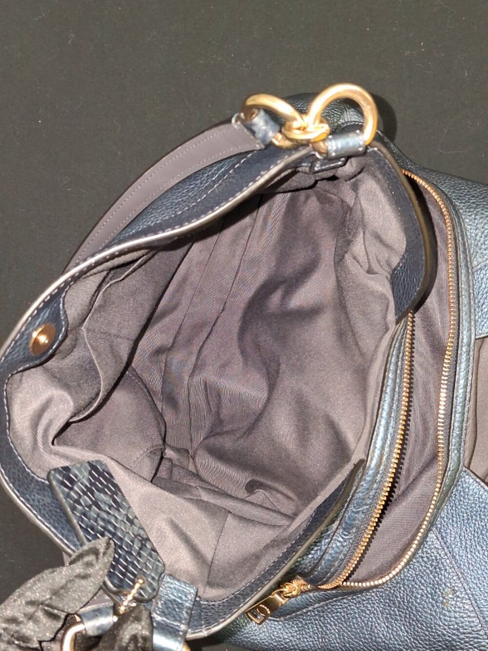 Coach Lexy Metallic Navy Blue Leather Shoulder Bag F38879 - Picture 3 of 9
